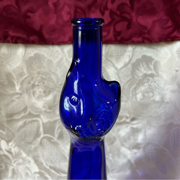 Cat Cobalt Blue Wine Bottle Mosel Reisling Germany - Picture 2 of 3